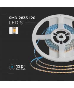 V-TAC Striscia LED SMD2835 120 LED/m Doppio PCB 5m 24V 3000K IP20 3mm