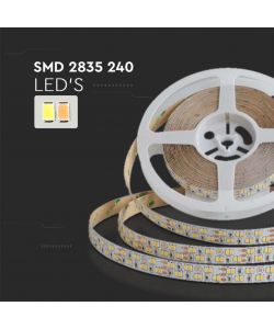 V-TAC Striscia LED SMD2835 240 LED/m 21W/m Doppio PCB 5m 24V 3in1 IP20 15mm