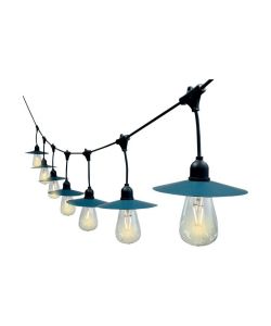 V-TAC Catenaria 15.6m per 15 lampadine LED ST64 a Filamento Con Pannello Solare Colore Nero 3000K IP44