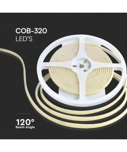 V-TAC Striscia LED COB-320 10W/m 5m 24V 1000Lm/m 4000K IP67 8mm