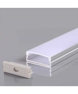 V-TAC Profilo in Alluminio Colore Silver per Strip LED (Max l: 12,4mm) Copertura Satinata 2000x30x10mm