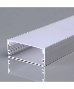 V-TAC Profilo in Alluminio Colore Silver per Strip LED (Max l: 12,4mm) Copertura Satinata 2000x50x20mm