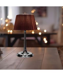 V-TAC Lampada LED da Tavolo 1.5W con Batteria Ricaricabile USB C Colore Marrone Cromato Touch Dimmerabile 3in1