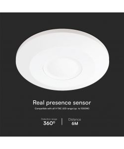 V-TAC Sensore Movimento Microonde 360, Raggio 3m, Regolazione Tempo e Luce, 1000W IP20