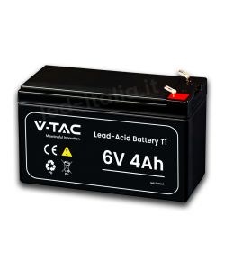 V-TAC Batteria al Piombo 6V 4Ah T1 per Allarmi, Videosorveglianza, UPS 70*47*101mm