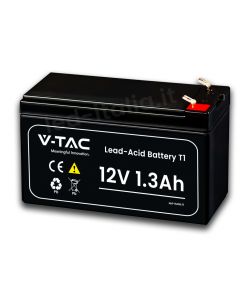 V-TAC Batteria al Piombo 12V 1.3Ah T1 per Allarmi, Videosorveglianza, UPS 97*43*52mm