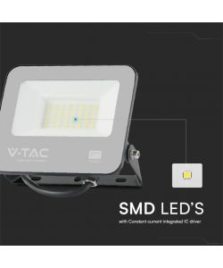 V-TAC Faro LED SMD Chip Samsung 100LM/W 30W Cavo 1m Nero 3000K IP65