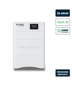 V-TAC Kit 4 Moduli Accumulo Impilabili Alta Tensione 20kWh LiFePO4, 100Ah, 204.8V, IP65, CEI 0-21