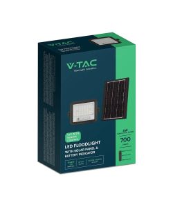 V-TAC Faro LED Solare 5W Nero con Telecomando e Sensore Crepuscolare