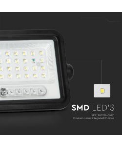 V-TAC Faro LED Solare 5W Nero con Telecomando e Sensore Crepuscolare
