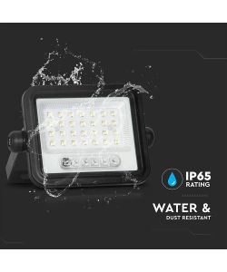 V-TAC Faro LED Solare 5W Nero con Telecomando e Sensore Crepuscolare