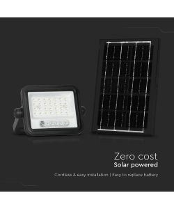 V-TAC Faro LED Solare 5W Nero con Telecomando e Sensore Crepuscolare