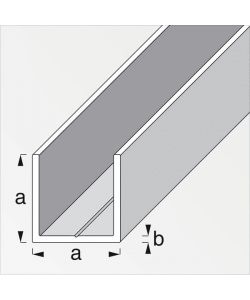 ALFER Profilo Quadrato a U Alluminio Naturale 19,5x1,5 mm Lunghezza 1 m
