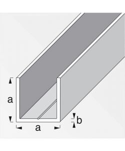 ALFER Profilo Quadrato a U Alluminio Naturale 7,5x1,0 mm Lunghezza 2,5 m