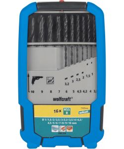 Wolfcraft Punte da Trapano HSS Rullate 16 Pezzi 10mm Nero