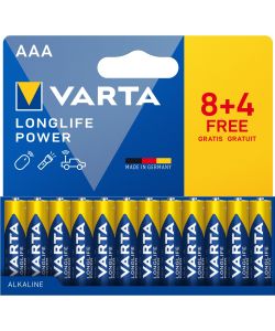 Varta Batterie AAA Longlife Power Pack 12 - Alcaline 1,5V - Made in Germany