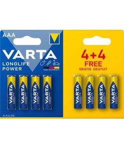 Varta Batterie Alcaline AAA 1,5V Longlife Power Pack 8 - Lunga Durata