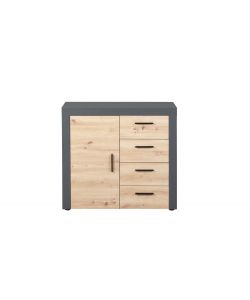 Credenza In Laminato Antracite+Frontali Quercia