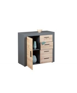 Credenza In Laminato Antracite+Frontali Quercia