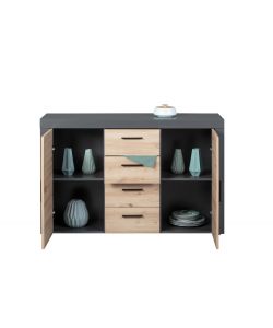 Credenza In Laminato Antracite + Frontale Quercia