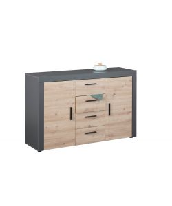 Credenza In Laminato Antracite + Frontale Quercia