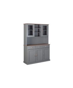 Credenza Legno Massiccio Grigio e Marrone - 5 Ante 3 Cassetti - h181cm