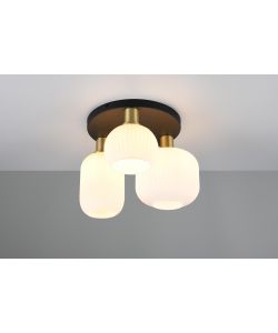 Trio Plafoniera Diva 3 Paralumi in Vetro - Ottone - E27 D.30x28,6cm