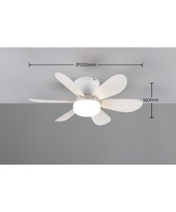 Trio Ventilatore da soffitto LUND Bianco opaco 52cm con luce LED 8W