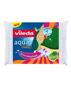 Vileda Spugna Aqua Super-Assorbente Multicolore 13x13 cm Antibatterica