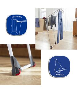 Vileda Stendibiancheria Estensibile Infinity Flex con Ruote - 216x56cm