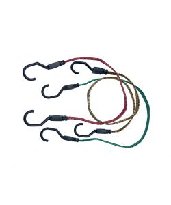 Cavo elastico piatto assortito L. 18 mm. da 500 a 800 mm. con ganci in plastica 6 pz.