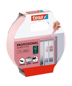 Tesa Nastro Adesivo Sensitive Rosa per Mascherature - 25m x 25mm