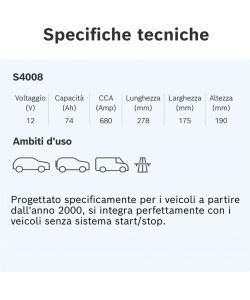 Bosch Batteria Auto P008 74Ah 680A 12V - Pronta all'Uso