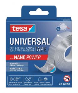 Tesa Nastro Biadesivo Trasparente Nano Power 3x300 cm Interni Esterni