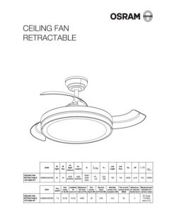Osram Ventilatore da Soffitto Retrattile 1070 66W Bianco con Pale a Scomparsa