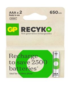 Recyko Batteria Ricaricabile 1,5V Mini Stilo AAA 650mAh (Confezione 2 Pezzi)