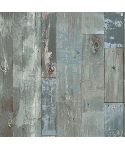 DUTCH WALLCOVERINGS Carta da Parati Legno Scartato Grigio-blu