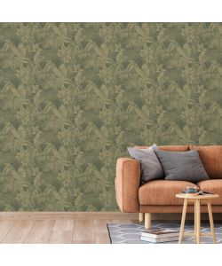 DUTCH WALLCOVERINGS Carta da Parati Joelle in Verde e Oro