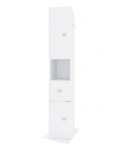 Colonna Girevole Bagno 2 Ante 1 Cassetto Bianco 39x39x190 cm