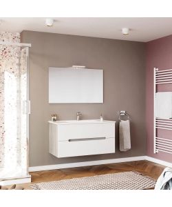 Mobile Bagno Sospeso Iris 100 cm Bianco Opaco con Specchio