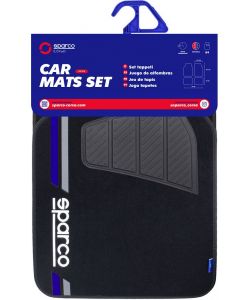 Set 4 tappetini neri e blu per auto Sparco