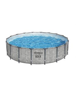 Bestway Set Piscina Fuori Terra Rotonda 5,49 m Effetto Pietra Grigia