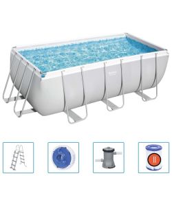 Bestway Set Piscina Power Steel Rettangolare 412x201x122 cm