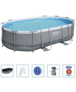 Bestway Set Piscina Ovale Power Steel 488x305x107 cm