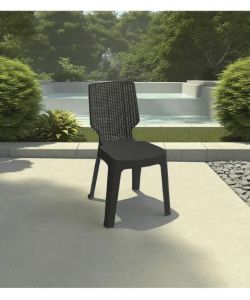 Sedia T-Chair in rattan Colore grafite - Misura 39x48x68h cm - Impilabile - Keter