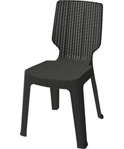 Sedia T-Chair Resina Effetto Rattan Colore grafite - Misura 39x48x68h cm - Impilabile - Keter