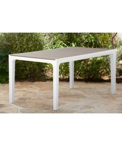 Tavolo da giardino esterno Harmony 160x90x74h Bianco/Cappuccino Keter