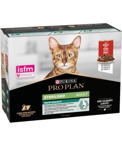 Purina Pro Plan Cibo Umido Gatti Sterilizzati Manzo in Salsa 10x85g