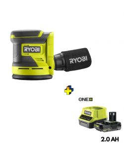 LEVIGATRICE ROTORBITALE 125 MM 18V + KIT BATTERIA E CARICABATTERIE 18V (2.0AH) RYOBI