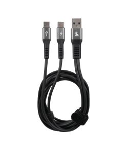 Lampa Cavo USB Type-C Doppio Connettore 100 cm Nero Metallo Ricarica